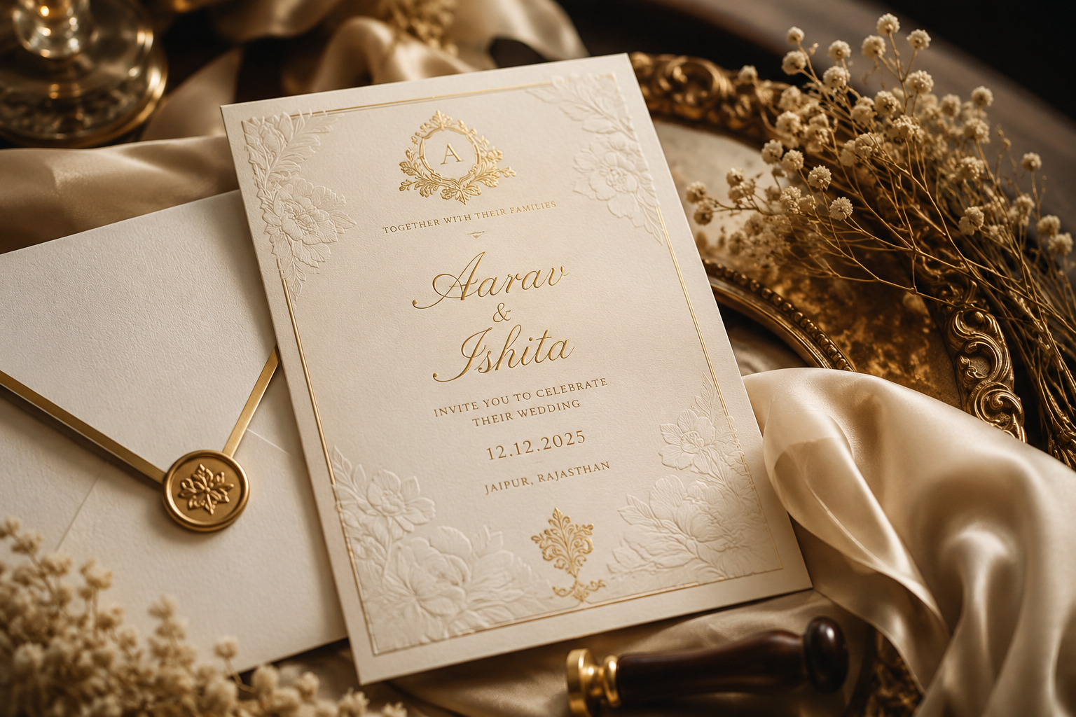 A beautifully crafted wedding invitation